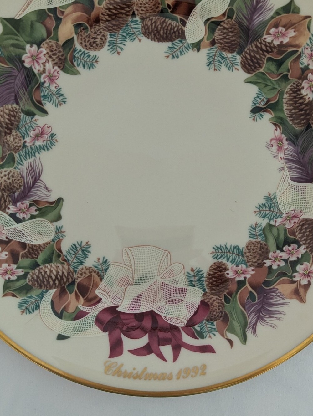 Lenox 1992 Colonial Christmas Wreath Plate #12 North Carolina Limited Edition - Picture 5 of 11